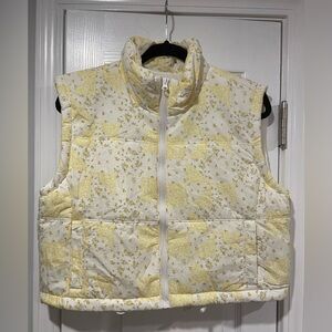 NWT Thread & Supply Size S Yellow Floral Patchwork Cropped Luff Vest Full Zip